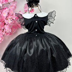 Vestido Marie Tematico Wandinha - Vandinha Merlina Adams - Glamim