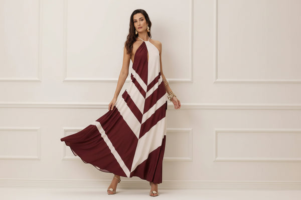 Vestido Longo Estampado Frente Única Charry