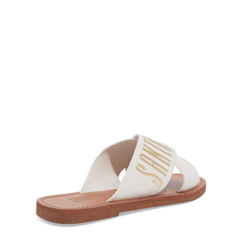 Rasteira Tiras Cruzadas Gorgurão Bege Cru