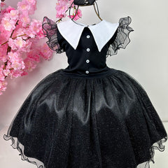 Vestido Marie Tematico Wandinha - Vandinha Merlina Adams - Glamim