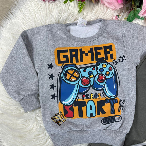 Conjunto Inverno Taita Kids Menino Game Over Cinza