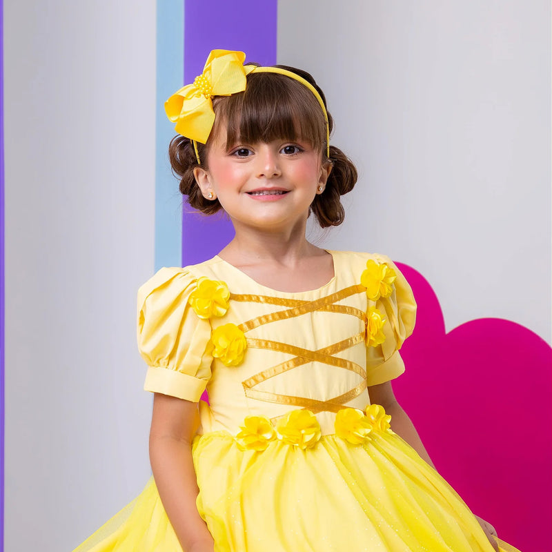 Vestido Bella Child/Fantasia Longa Princesa Amarelo