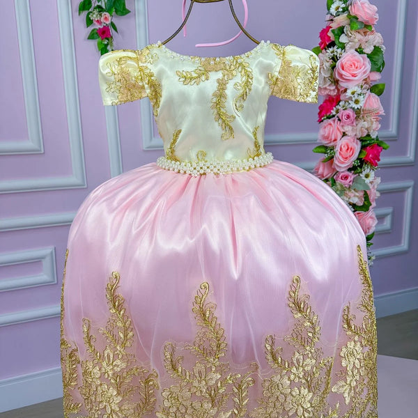 Vestido Enjoy Longo Bela Peito Off Saia Rosa Bebe