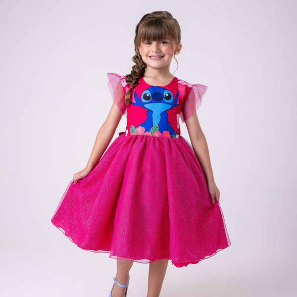 Vestido Tematicos Ysa Kids Lilo Stitch Pink Modelo