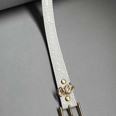 CINTO FEMININO EM COURO SINTETICO OFF WHITE COM DOURADO PERFECT WAY