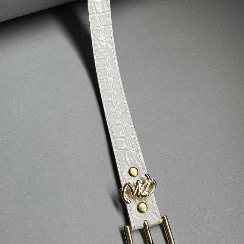 CINTO FEMININO EM COURO SINTETICO OFF WHITE COM DOURADO PERFECT WAY