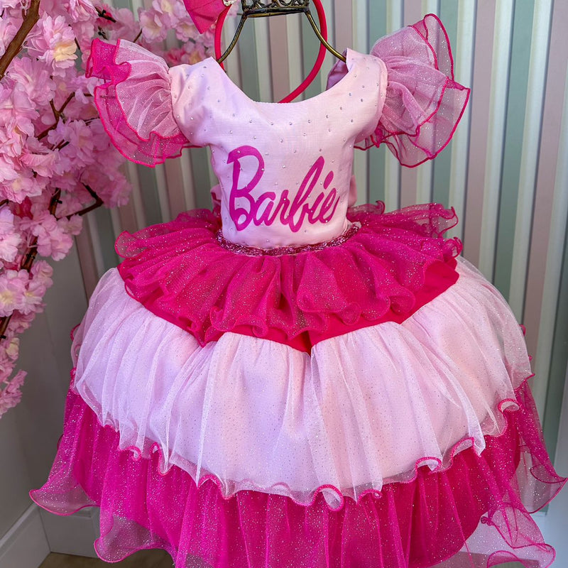 Vestido Infantil Lig Lig Temático Barbie Glamim