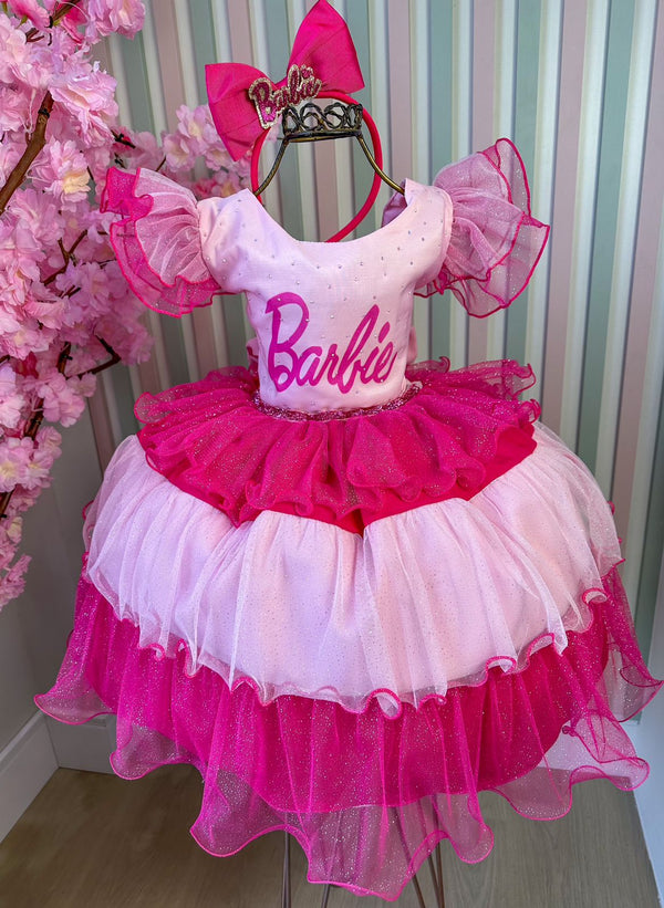 Vestido Infantil Lig Lig Temático Barbie Glamim