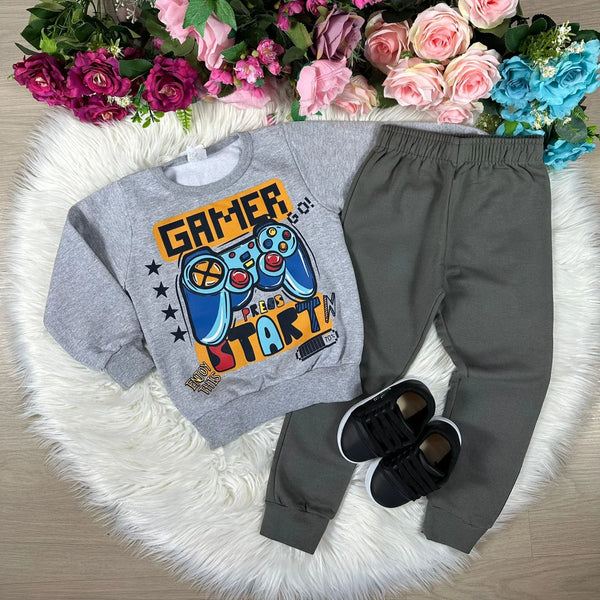 Conjunto Inverno Taita Kids Menino Game Over Cinza