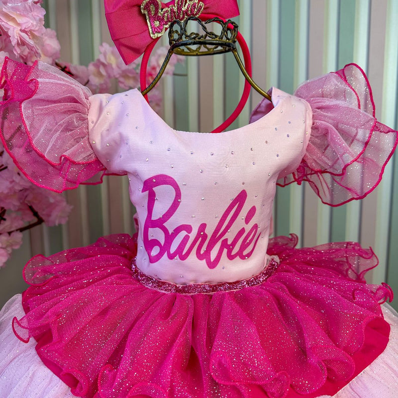 Vestido Infantil Lig Lig Temático Barbie Glamim