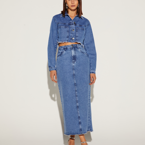 SAIA SUPER MIDI FEMININA JEANS ONÇA PRETA