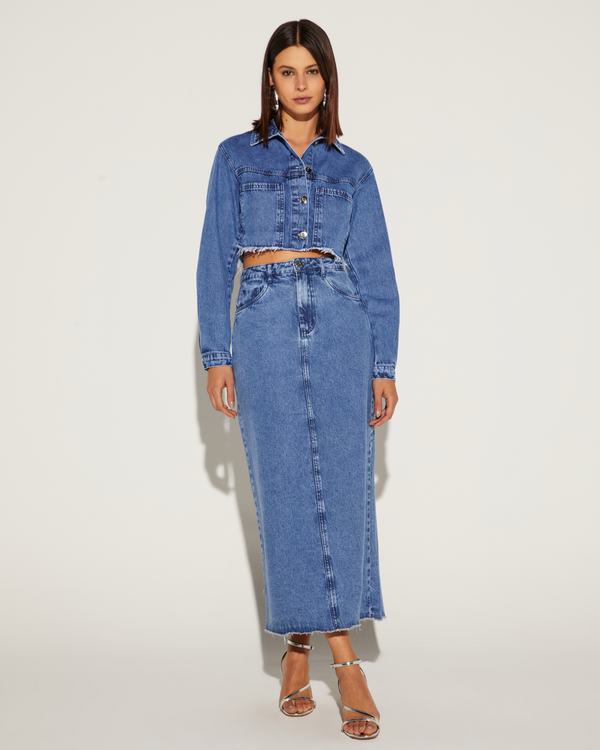 SAIA SUPER MIDI FEMININA JEANS ONÇA PRETA