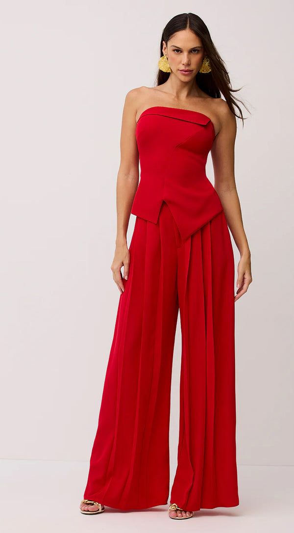 Calça Wide Lisa Com Pregas