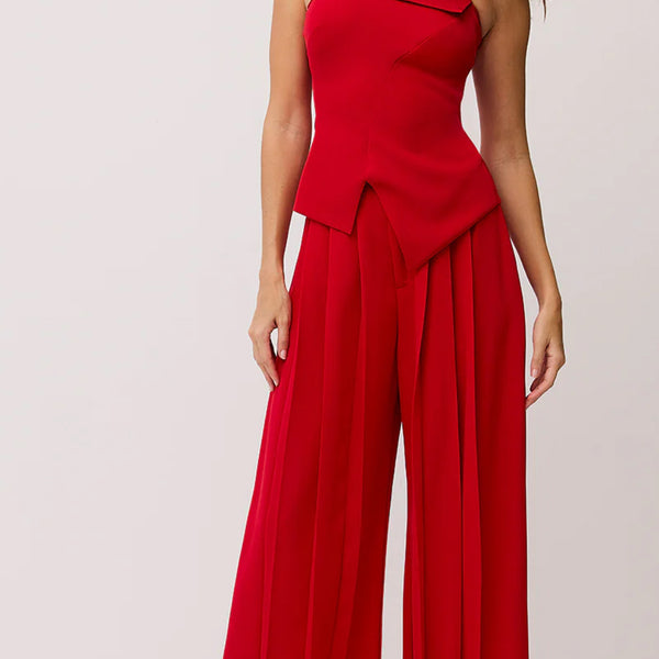 Calça Wide Lisa Com Pregas