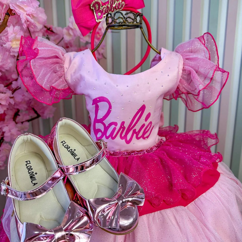 Vestido Infantil Lig Lig Temático Barbie Glamim