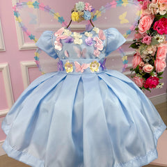 Vestido Jardim Encantado Azul Bebe - Glamim