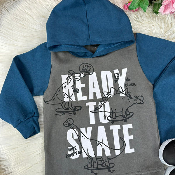 Conjunto Inverno Taita Kids Meninos Dinossauro Skate Verde