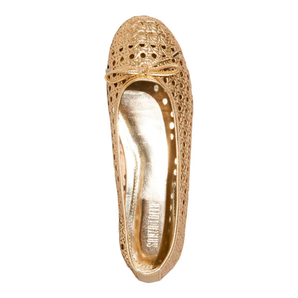Sapatilha Couro Tressê Dourado