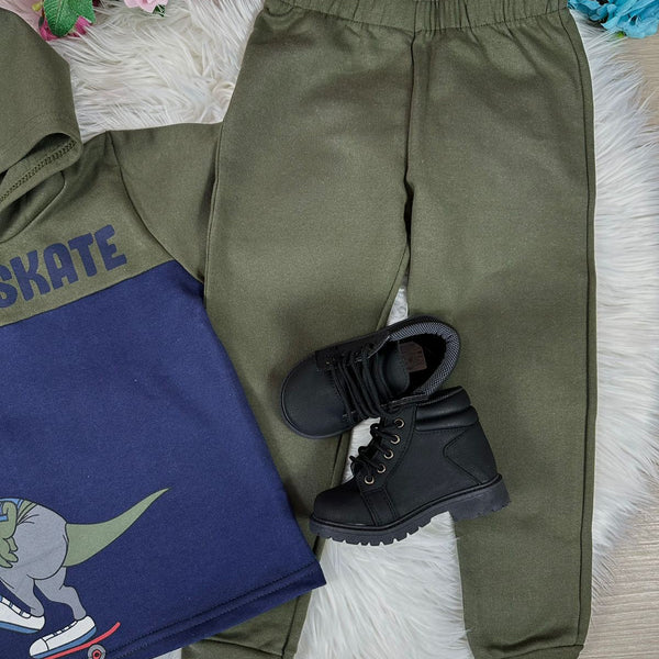 Conjunto Inverno Taita Kids Meninos Dino Skate Verde