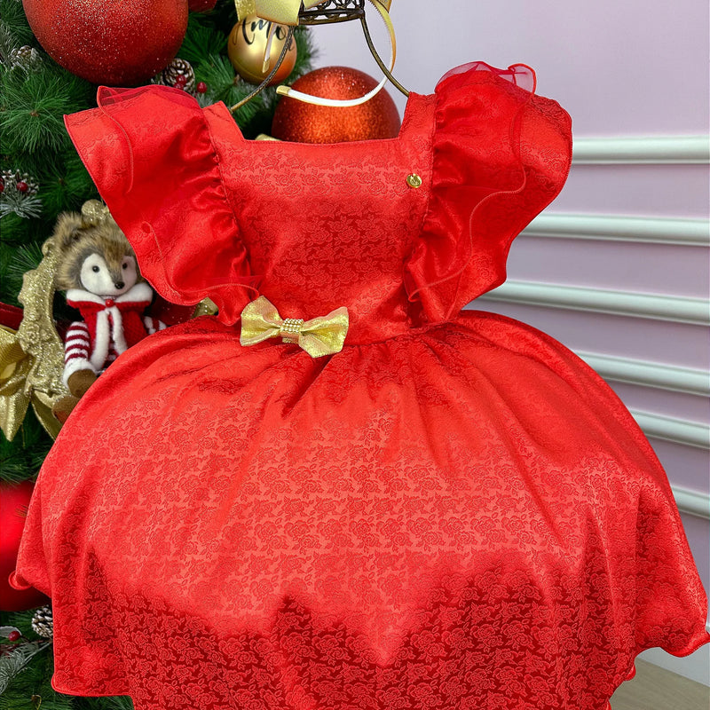 Vestido Banana Club Vermelho Laço Dourado - Glamim