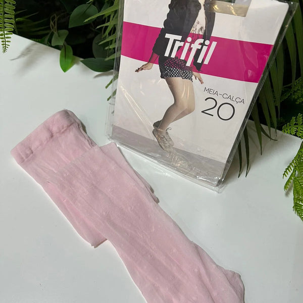 Meia Calça Fio 20 Trifil Juvenil Branca Gravatinha Glamim