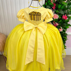 Vestido Bella Child/Fantasia Longa Princesa Amarelo
