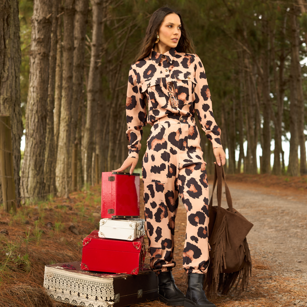 CAMISA LOVE-ME NOITE ESTRELADA ANIMAL PRINT