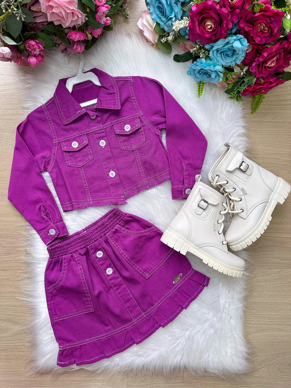 Conjunto Blogueirinha Inverno Mavi Jeans Violeta Glamim