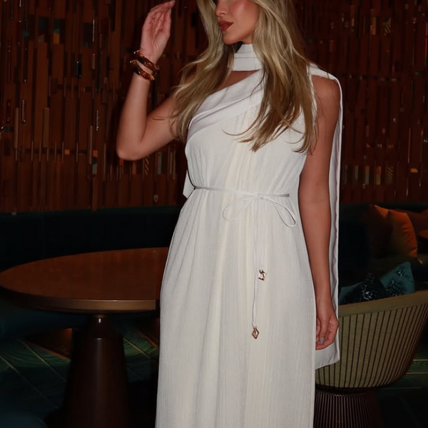 Vestido Super Midi Liso Ombro Único Charry