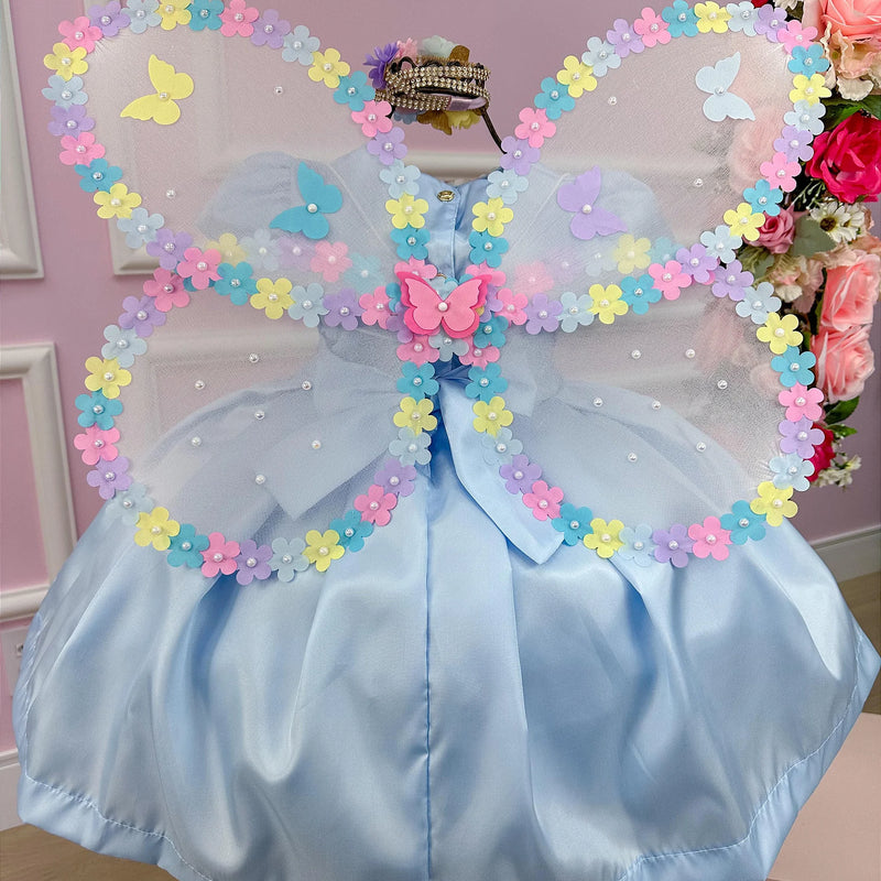 Vestido Jardim Encantado Azul Bebe - Glamim