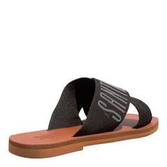 Rasteira Tiras Cruzadas Gorgurão Bege Cru