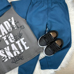 Conjunto Inverno Taita Kids Meninos Dinossauro Skate Verde