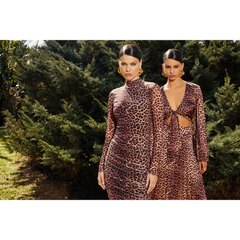 VESTIDO MIDI FEMININO
ESTAMPADO ONÇA PRETA -GLAMIM