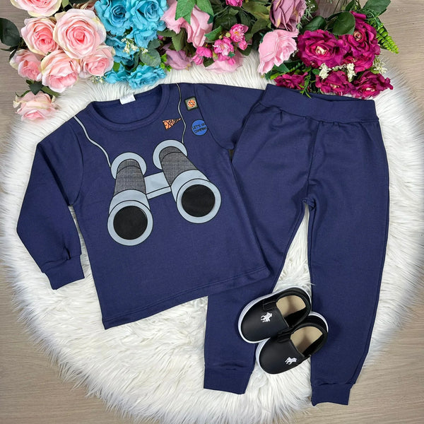 Conjunto Inverno Taita Kids Menino Binoculos Azul