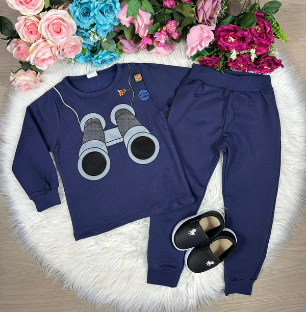 Conjunto Inverno Taita Kids Menino Binoculos Azul