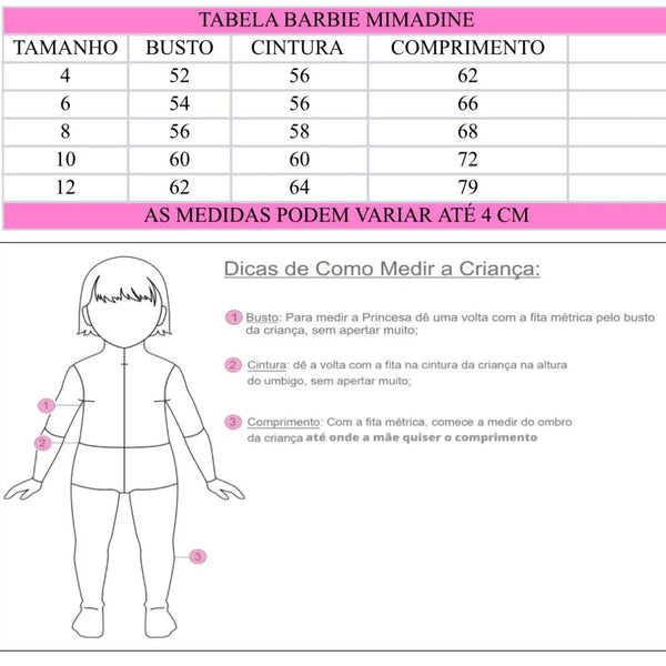 Vestido Tematico Barbie Pink Glitter Glamim