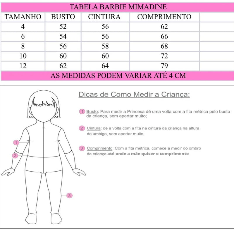 Vestido Tematico Barbie Pink Glitter Glamim