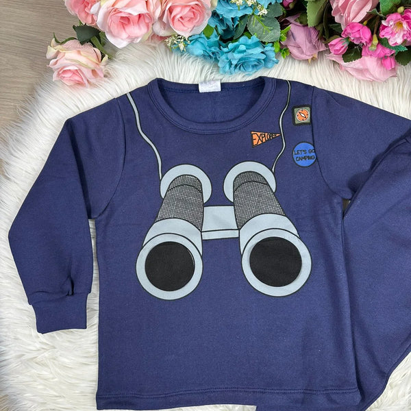 Conjunto Inverno Taita Kids Menino Binoculos Azul
