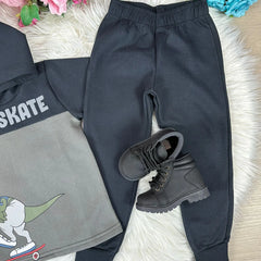 Conjunto Inverno Taita Kids Meninos Dino Skate Preto