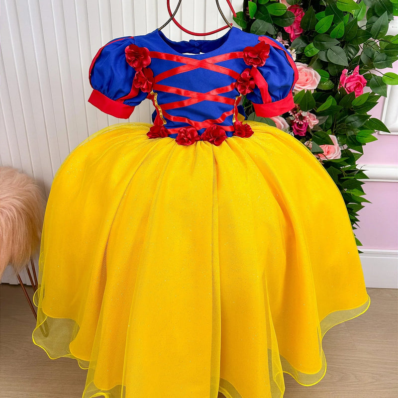 Vestido Bella Child/Fantasia Longa Branca de Neve Glamim