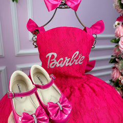 Vestido Princesa Belli Tematico Barbie Luxinho Pink Glamim