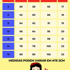 Vestido Bella Child/Fantasia Longa Branca de Neve Glamim