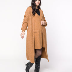 Casaco TRICOT Virginia - Ponto pipoca nas mangas - Caramelo- UNICO