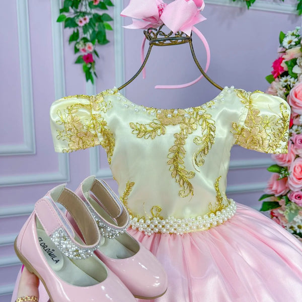 Vestido Enjoy Longo Bela Peito Off Saia Rosa Bebe