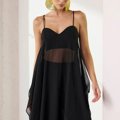 BLUSA ALONGADA LISA COM TRANSPARÊNCIA