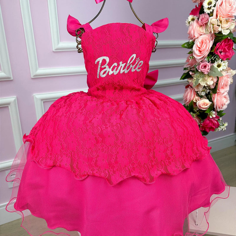 Vestido Princesa Belli Tematico Barbie Luxinho Pink Glamim