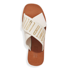 Rasteira Tiras Cruzadas Gorgurão Bege Cru