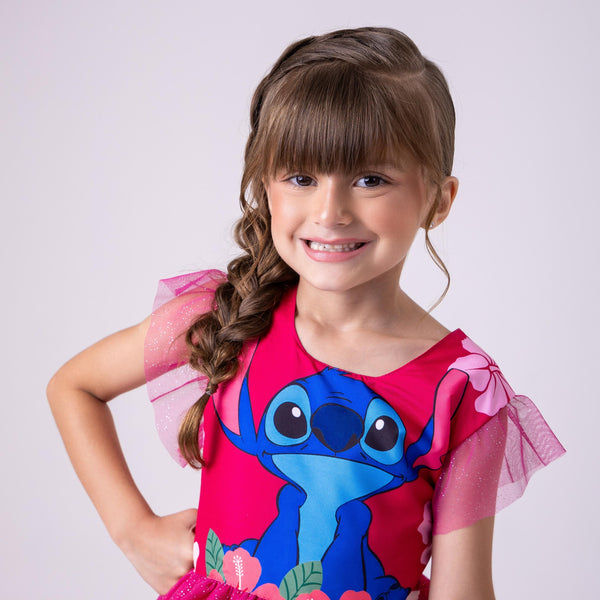 Vestido Tematicos Ysa Kids Lilo Stitch Pink Modelo
