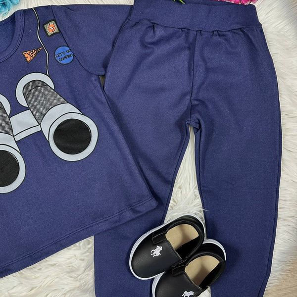 Conjunto Inverno Taita Kids Menino Binoculos Azul