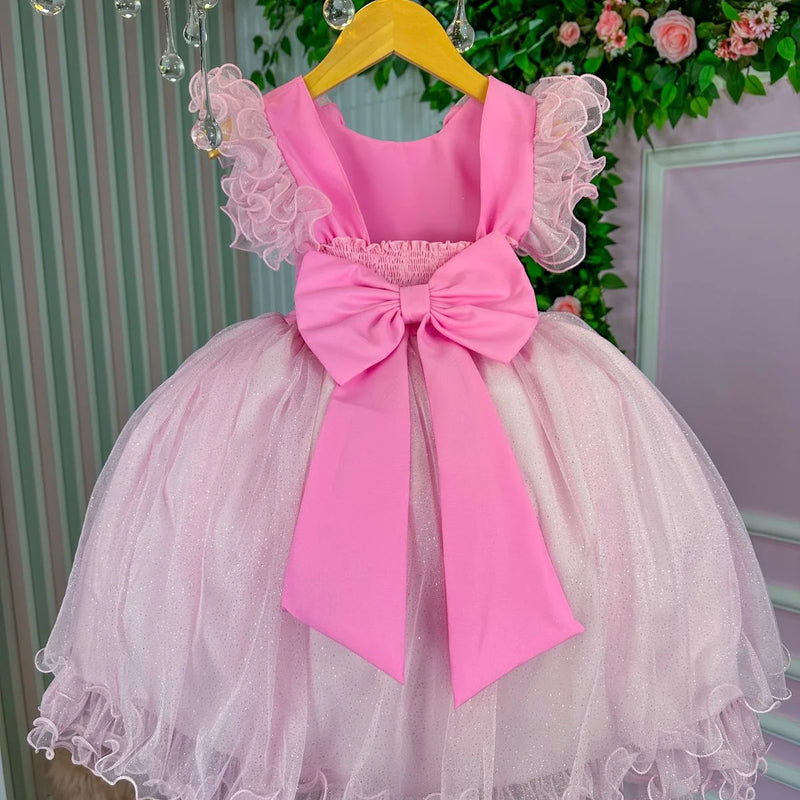 Vestido Princesa Belli Tematico Barbie Rosa Glamim